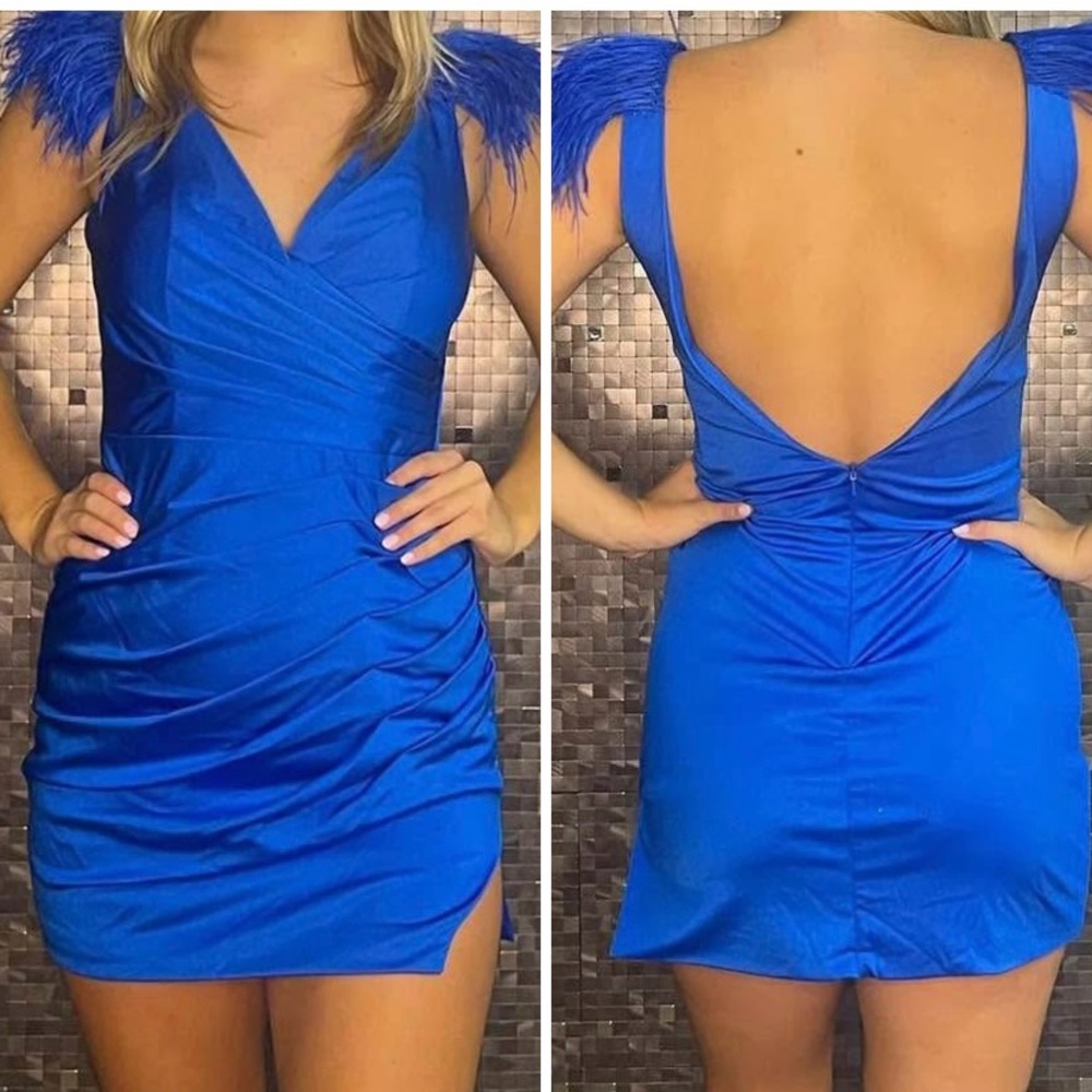 Chic Backless Blue Dress
